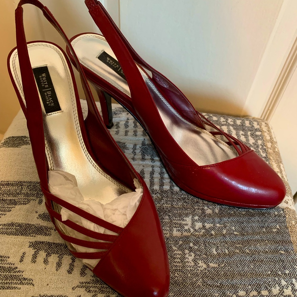 Sassy Red Slingback Heels, White House/Black Market W9